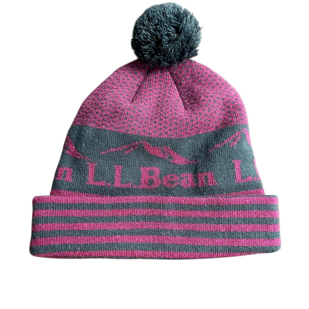 L.L.Bean Purple  Beanie Pom Hat Cozy Knit Winter Ski Unisex New Without Tags